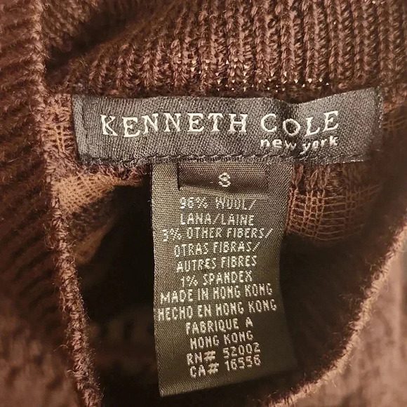 Kenneth Cole New York Textured Dark Brown Sleeveless Mockneck Sweater Vest - Picture 3 of 4